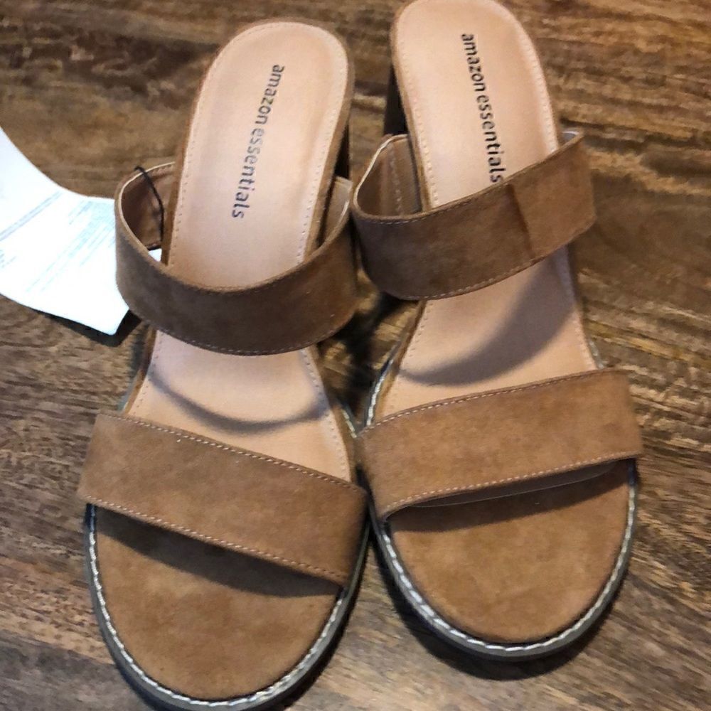 Amazon Essential Slip on PU Suede Sandals camel